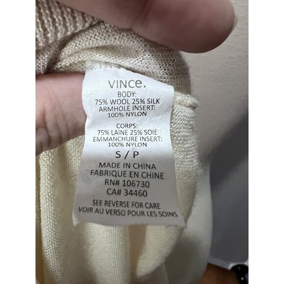 Vince Women's Size Small Sweater Wool Silk Blend Lightweight Cream Scoop Neck - Picture 7 of 7